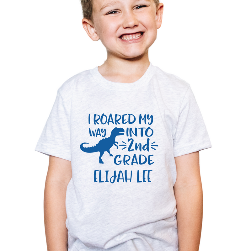 Roared My Way - Dinosaur Personalized Back To School Shirt For Kids