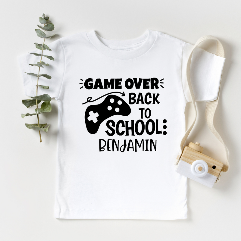Game Over- Videogame Personalized Back To School Shirt For Kids
