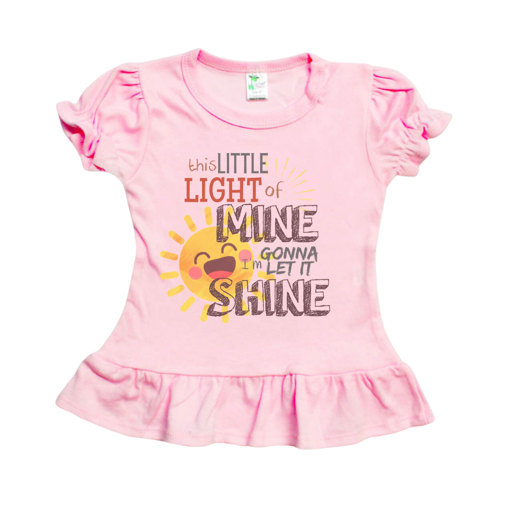 LET IT SHINE- Short Sleeve Ruffle T-Shirt - PINK