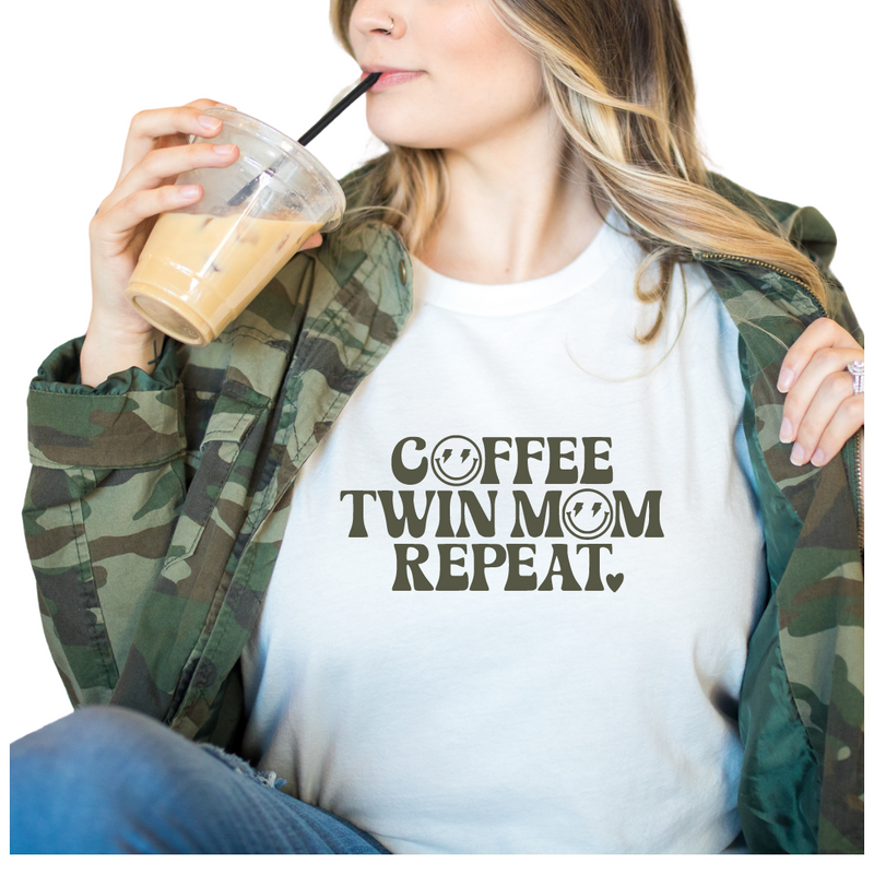 Coffee Twin Mom Repeat- Twin Mom Shirt