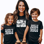 Jesus, Iced Coffee, Milk And Juice Box - Mommy and Me Matching Shirts