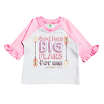 GOD'S BIG PLANS- Pink Raglan Toddler Shirt With Ruffles