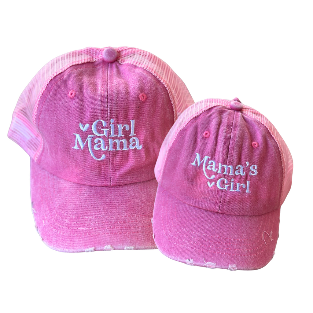 Girl Mama And Mama's Girl Hat - High Ponytail Mommy and Me Matching Hats