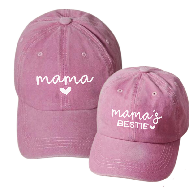 Besties Hat - Baseball Cap Mommy and Me Matching Hats in RED