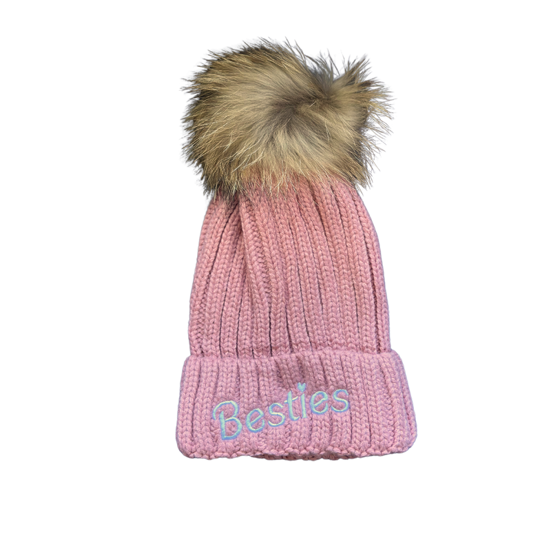 BESTIES FUR POM POM -  Mommy and Me Matching Beanies in MAUVE