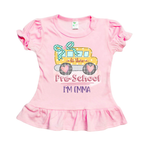 Hi There SCHOOL BUS - Personalized Back To School Shirt For Kids (Pink)