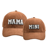 Mama Mini - Embroidered Corduroy Baseball Cap Mommy and Me Matching Hats in CARAMEL