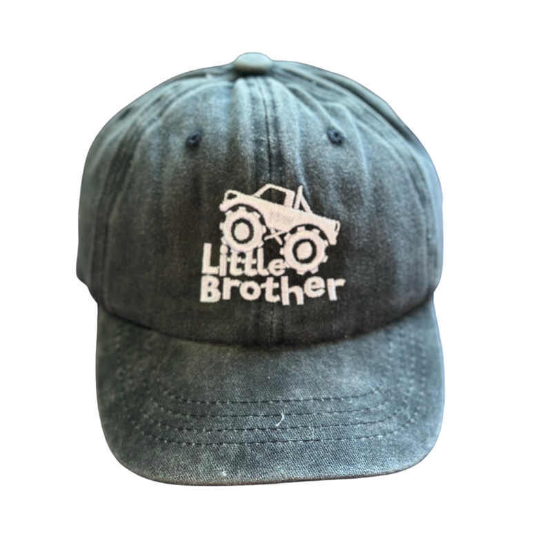 Monster Truck Big Bro Lil Bro (Embroidered) - Brother Sister Matching Hats