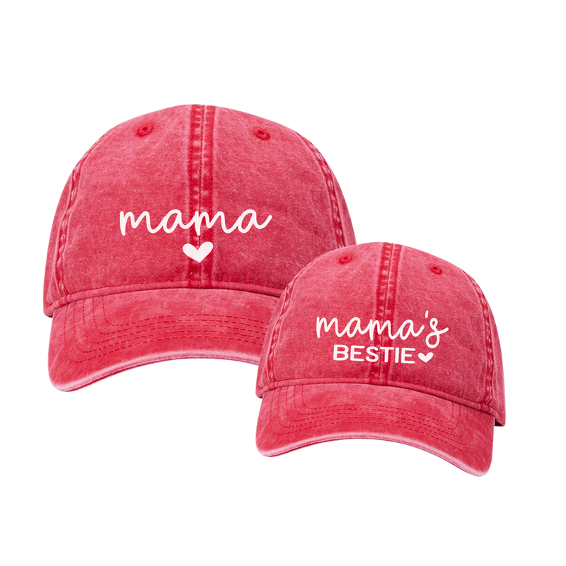 Besties Hat - Baseball Cap Mommy and Me Matching Hats in RED