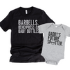 Barbells, benchpress And Baby Bottles - Daddy and Me Matching Shirts