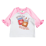 SPREAD THE GOSPEL - Pink Raglan Toddler Shirt With Ruffles