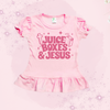 JUICE BOXES & JESUS - Short Sleeve Ruffle T-Shirt - PINK