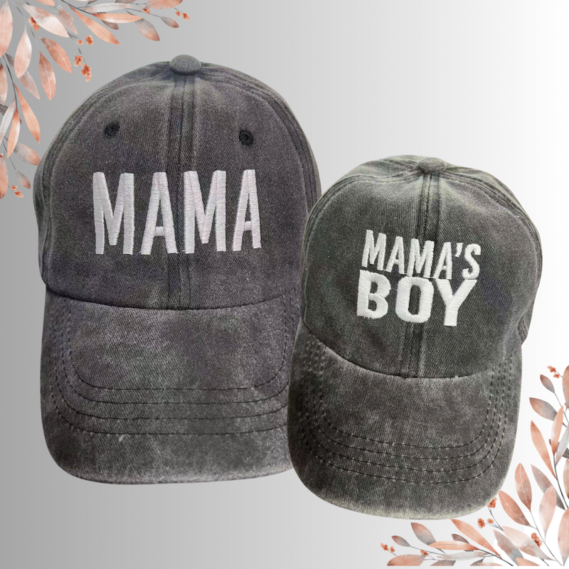 Mama's Boy - Baseball Cap Mommy and Me Matching Hats in BLACK