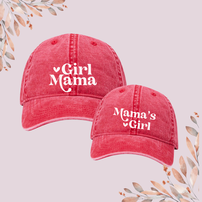 Girl Mama Hat - Baseball Cap Mommy and Me Matching Hats (in RED