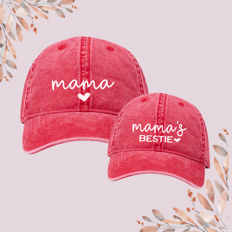 Besties Hat - Baseball Cap Mommy and Me Matching Hats in RED