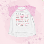 GOD SAYS I AM - COQUETTE BOW - Short Sleeve T-Shirt - RAGLAN IN PINK