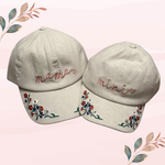 Mama Mini - Embroidered Corduroy Baseball Cap Mommy and Me Matching Hats in CREAM