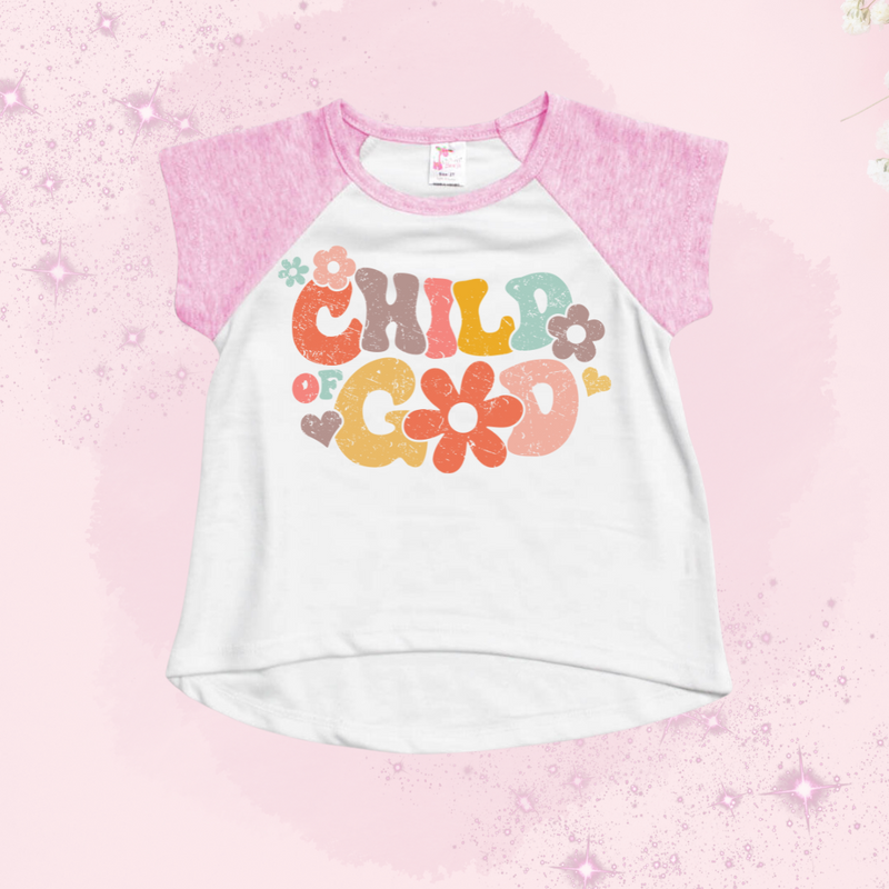 GOD'S CHILD - Short Sleeve Ruffle T-Shirt - RAGLAN IN PINK
