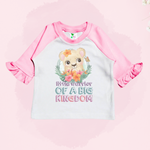 LITTLE WARRIOR - Pink Raglan Toddler Shirt With Ruffles