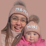 Mama Mini FUR POM POM -  Mommy and Me Matching Beanies in PINK