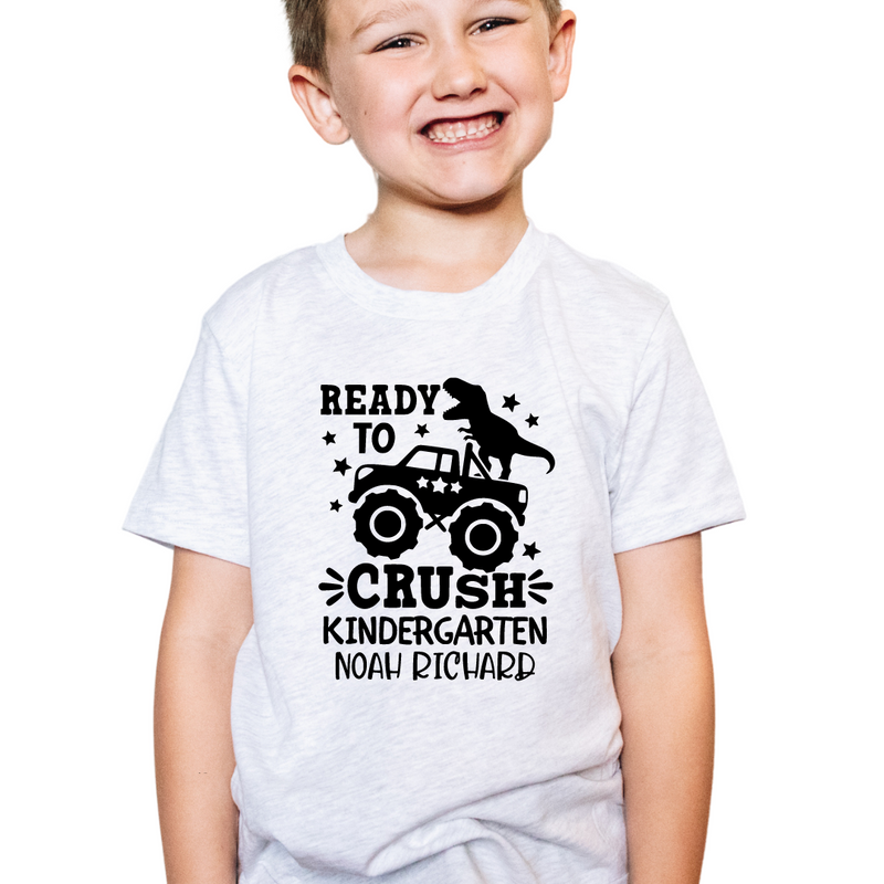 Ready To Crush- Monster Truck Personalized Back To School Shirt For Kids