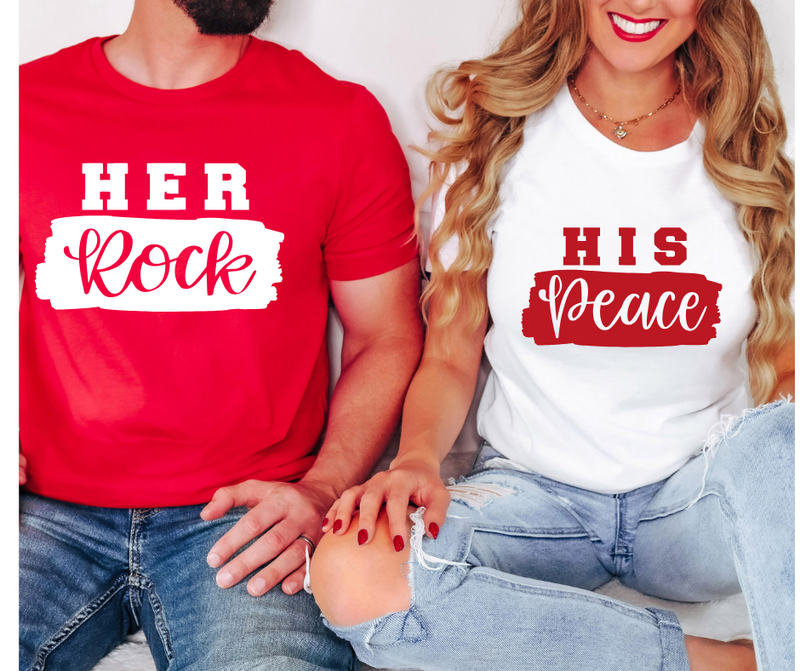 HER ROCK HIS PEACE - Couple Shirts