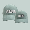 Mama Mini - Embroidered Corduroy Baseball Cap Mommy and Me Matching Hats in SAGE GREEN