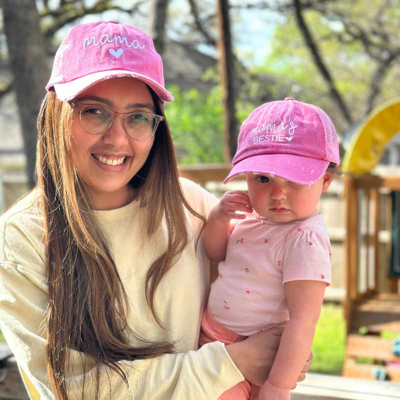 Mama + Mama's Bestie Hat - High Ponytail Mommy and Me Matching Hats