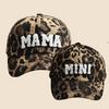 Mama Mini - Embroidered Baseball Cap Mommy and Me Matching Hats in LEOPARD PRINT