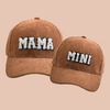 Mama Mini - Embroidered Corduroy Baseball Cap Mommy and Me Matching Hats in CARAMEL