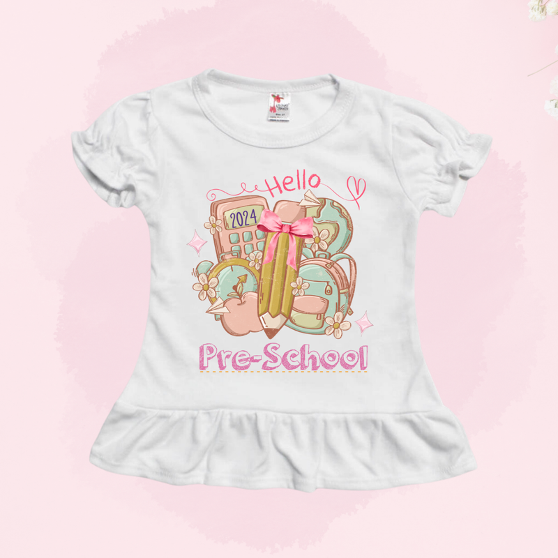 Hello BOHO - Personalized Back To School Shirt For Kids (White)