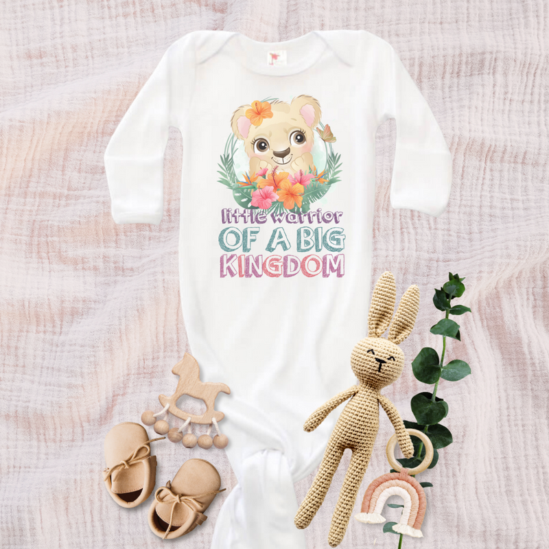 Little Warrior - GIRL - Baby Knotted Gown