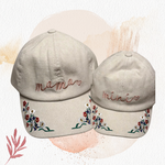 Mama Mini - Embroidered Corduroy Baseball Cap Mommy and Me Matching Hats in CREAM