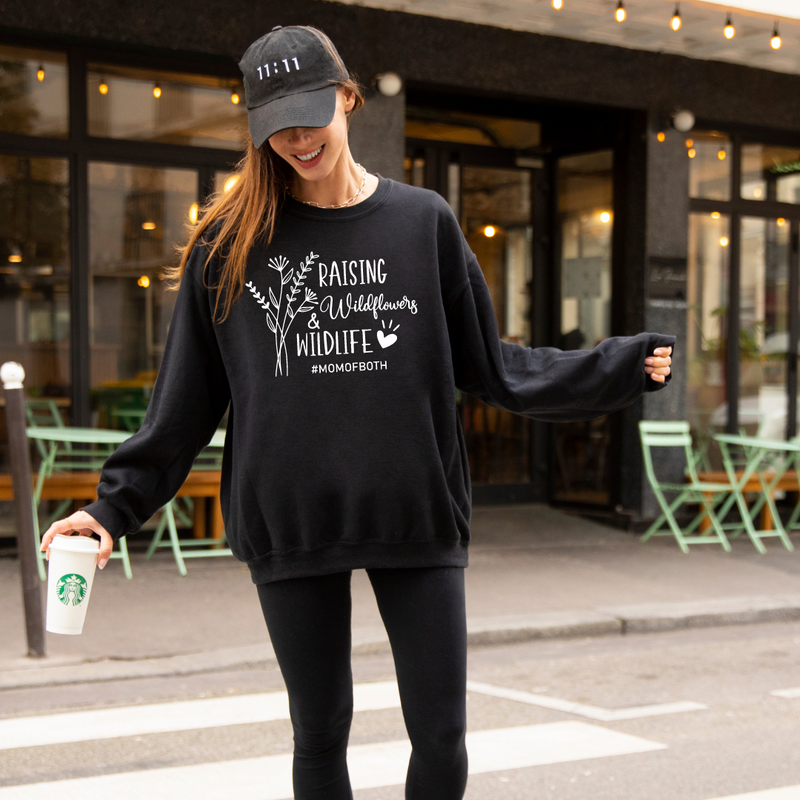 Raising Wildflowers & Wildlife Mom Of Both - Mom Sweatshirt