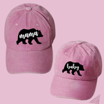 Mama Bear - Baseball Cap Mommy and Me Matching Hats in PINK