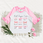 GOD SAYS I AM- Pink Raglan Toddler Shirt With Ruffles