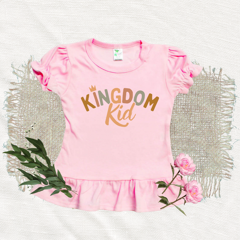 KINGDOM KID - Short Sleeve Ruffle T-Shirt - PINK