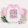 JESUS LOVES ME - Pink Raglan Toddler Shirt With Ruffles