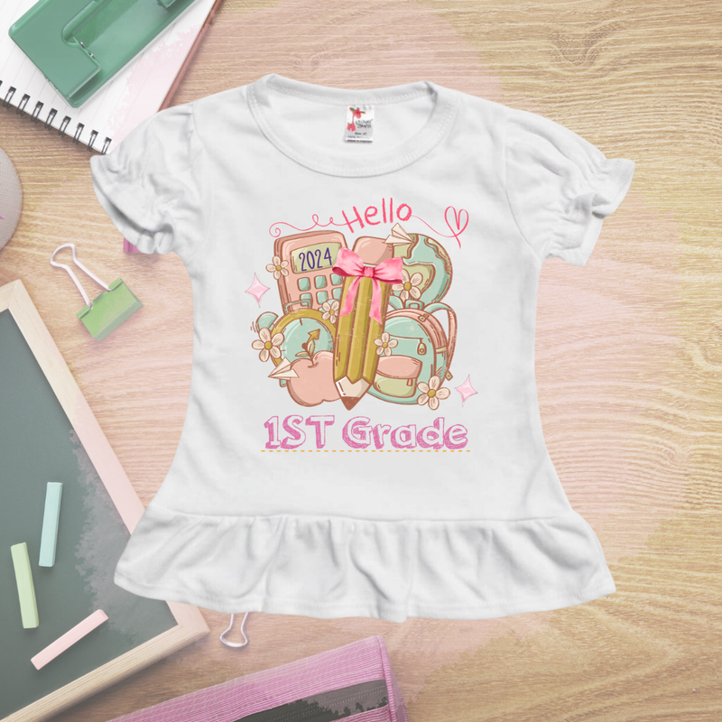 Hello BOHO - Personalized Back To School Shirt For Kids (White)