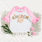 KINGDOM KID - Pink Raglan Toddler Shirt With Ruffles