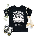 Kicking Off- Football Personalized Back To School Shirt For Kids