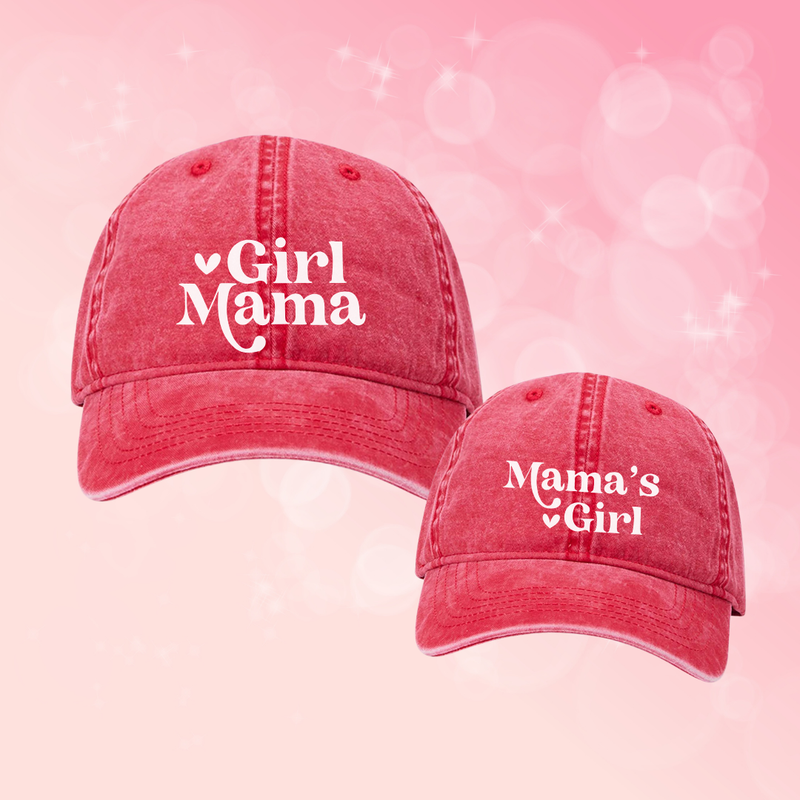 Girl Mama Hat - Baseball Cap Mommy and Me Matching Hats (in RED