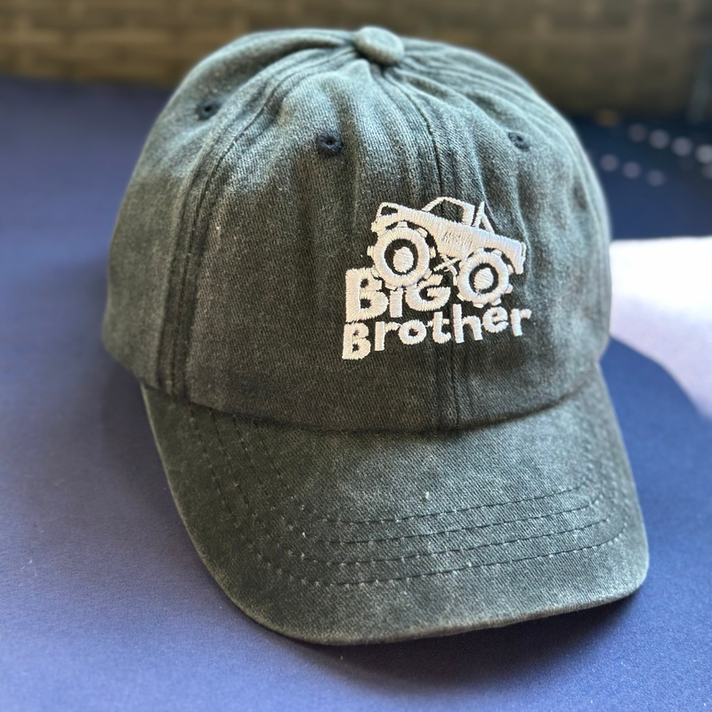 Monster Truck Big Bro Lil Bro (Embroidered) - Brother Sister Matching Hats