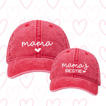 Besties Hat - Baseball Cap Mommy and Me Matching Hats in RED