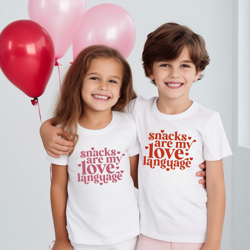 Snacks Are My Love Language Valentine Kids Shirt