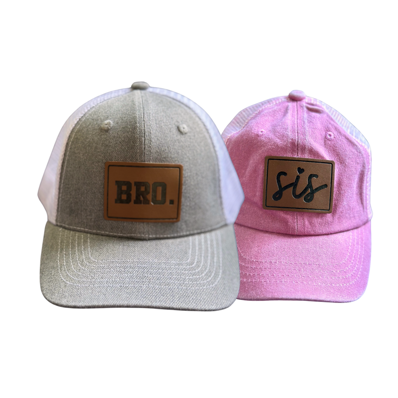 Bro & Sis (Leather Patch) - Brother Sister Matching Hats