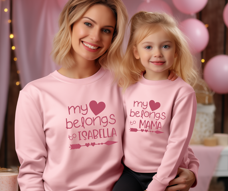 My Heart Belongs To - Mommy and Me Valentine's Day Sweatshirt