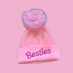 BESTIES FUR POM POM -  Mommy and Me Matching Beanies in PINK