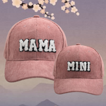 Mama Mini - Embroidered Corduroy Baseball Cap Mommy and Me Matching Hats in PINK