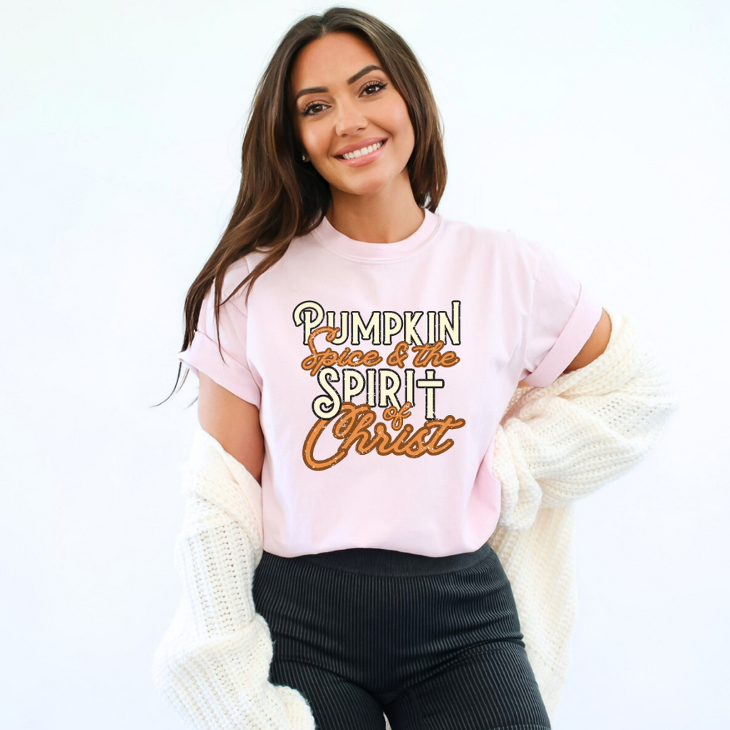 Pumpkin Spice & Spirit of Christ Christian T-Shirt – Fall Faith Graphic Tee